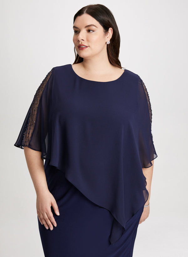 Laura Asymmetric Poncho Evening Dress