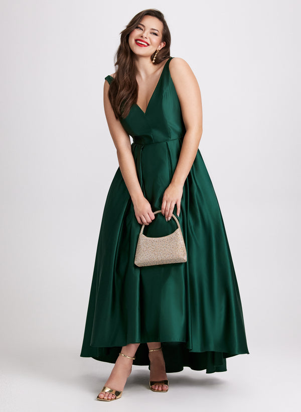 laura Asymmetric V-Neck Dress