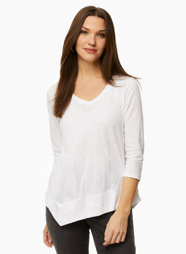 laura Asymmetrical 3/4 Sleeve Top