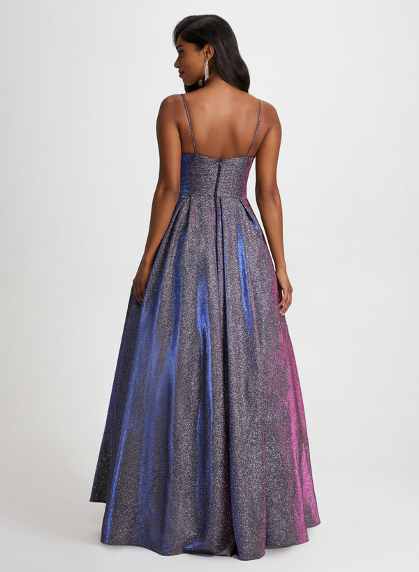 Laura Asymmetrical Metallic Ballgown