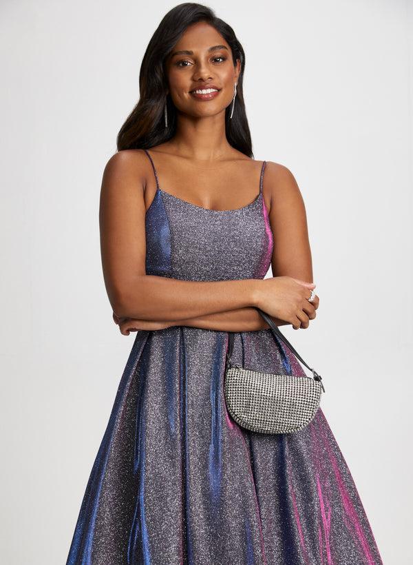 Laura Asymmetrical Metallic Ballgown