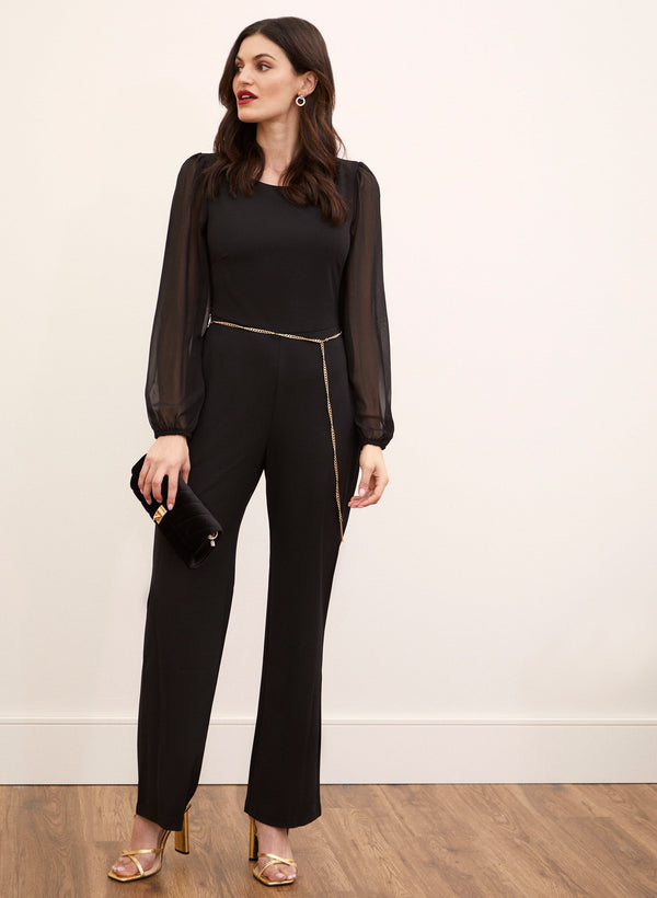 Laura Balloon Sleeve Chain Belt Jumpsuit