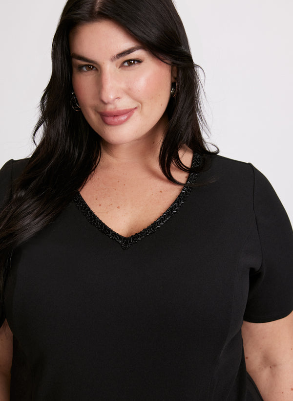 Laura Bead Detail V-Neck Top