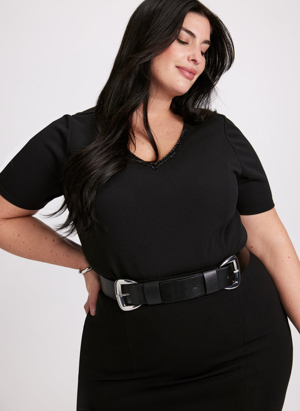 laura Bead Detail V-Neck Top