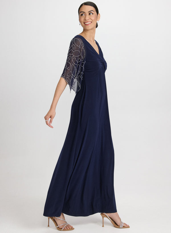 Laura Beaded Flare Sleeve Dress