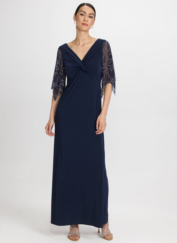 laura Beaded Flare Sleeve Dress