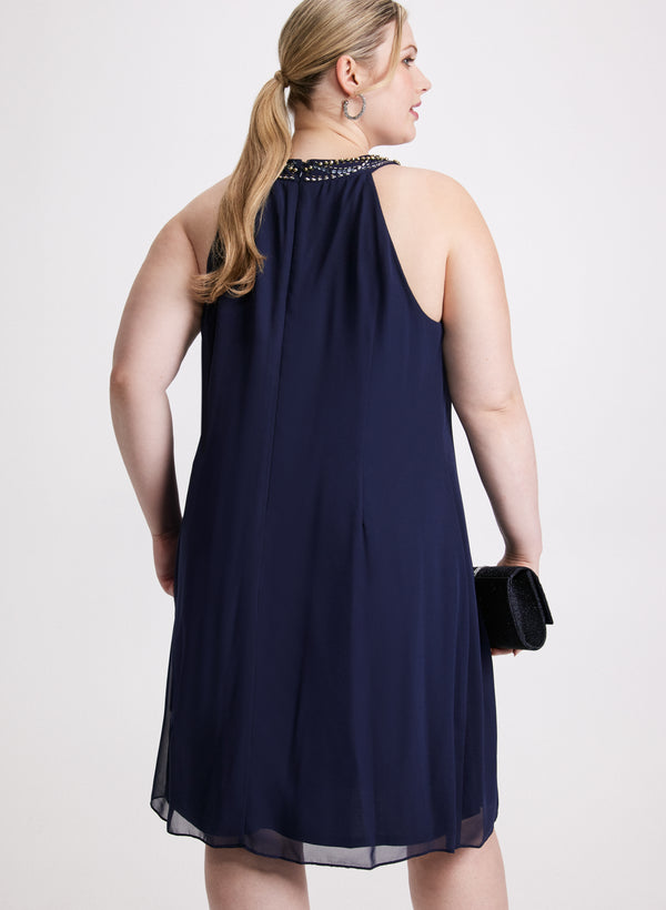 Laura Beaded Flounce Front Dress