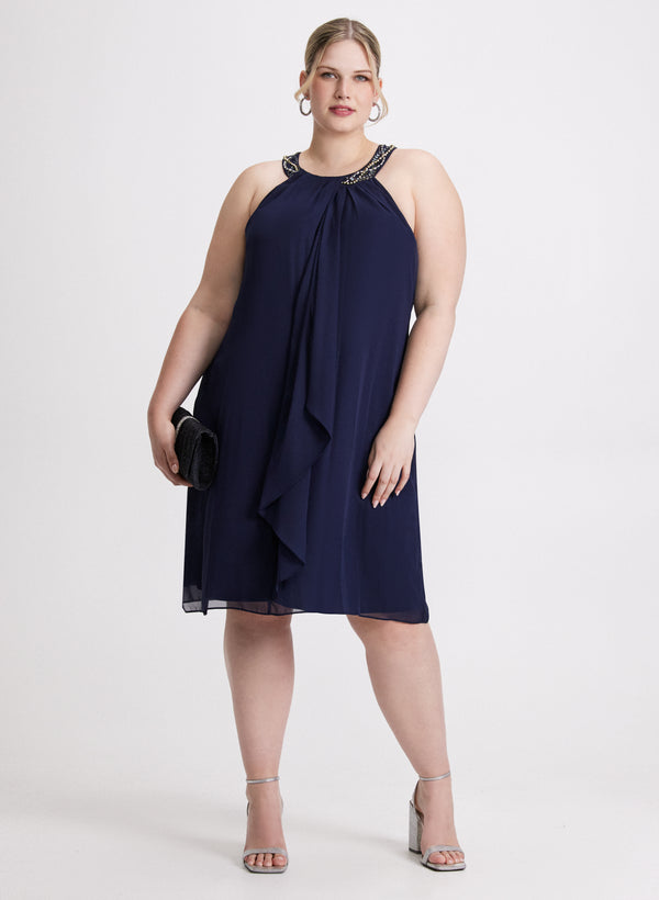 Laura Beaded Flounce Front Dress