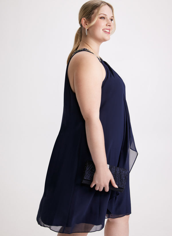 Laura Beaded Flounce Front Dress