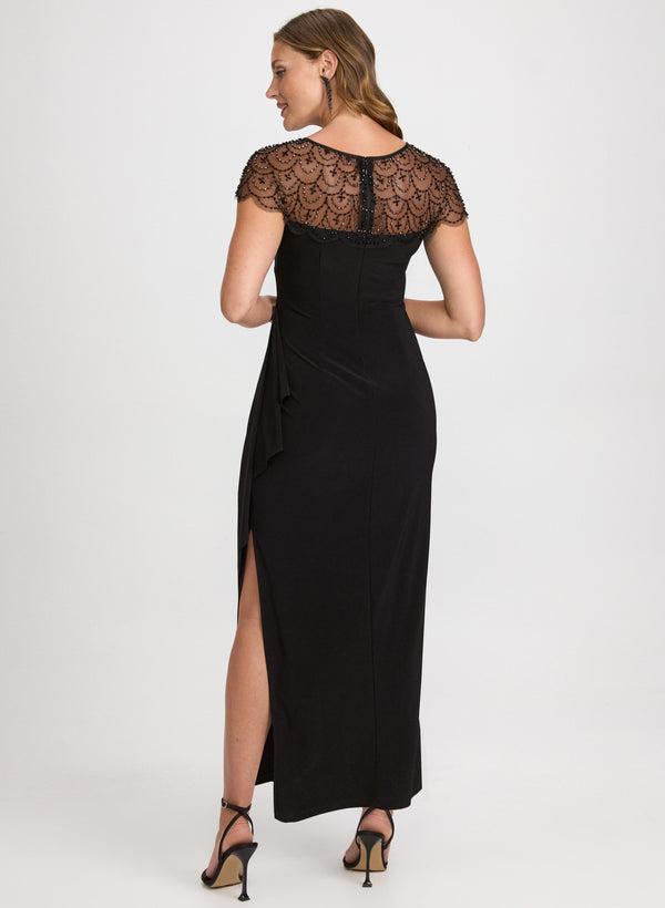 Laura Beaded Mesh Yoke Dress