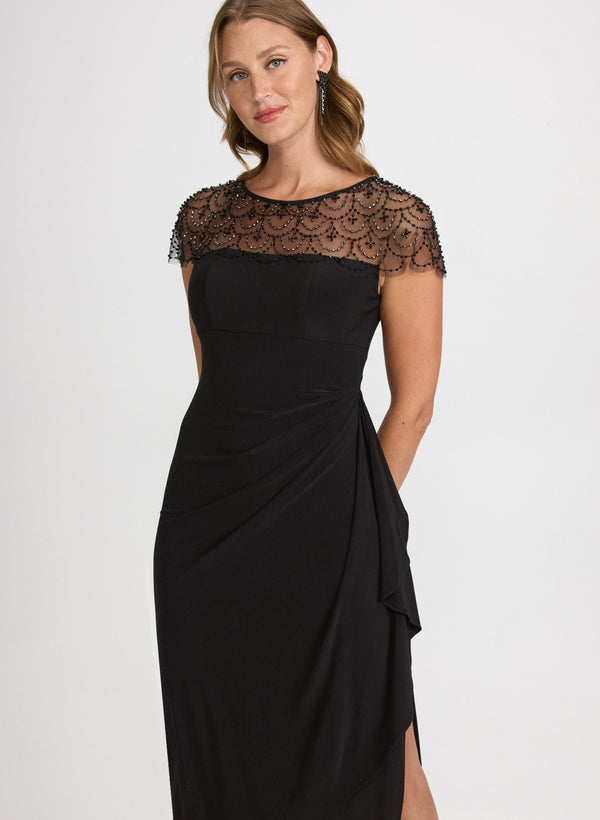 Laura Beaded Mesh Yoke Dress