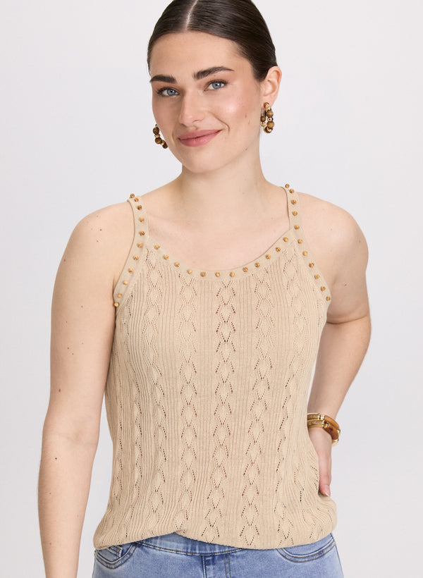 laura Beaded Sleeveless Sweater