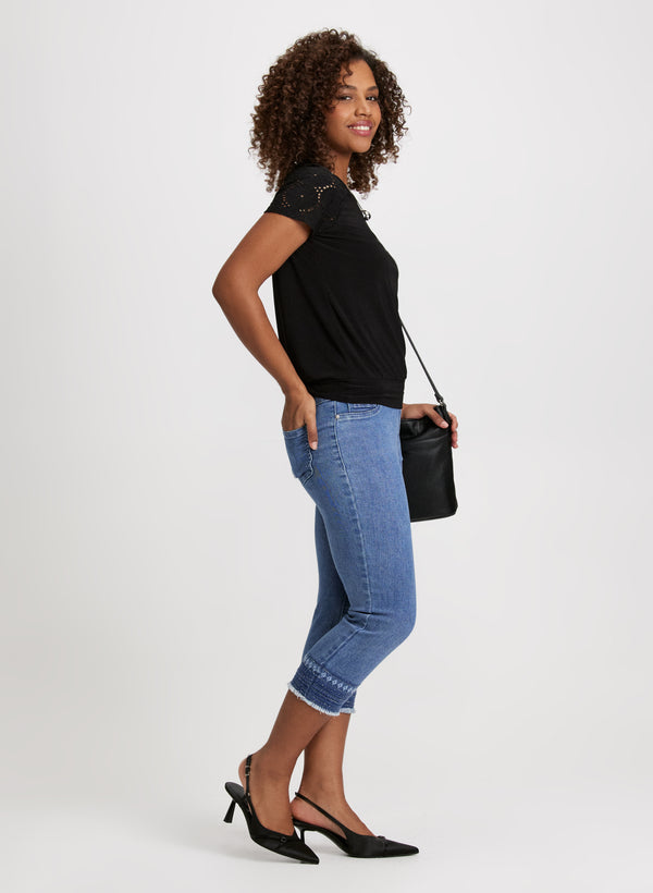 Laura Beads & Fringes Pull-On Jeans