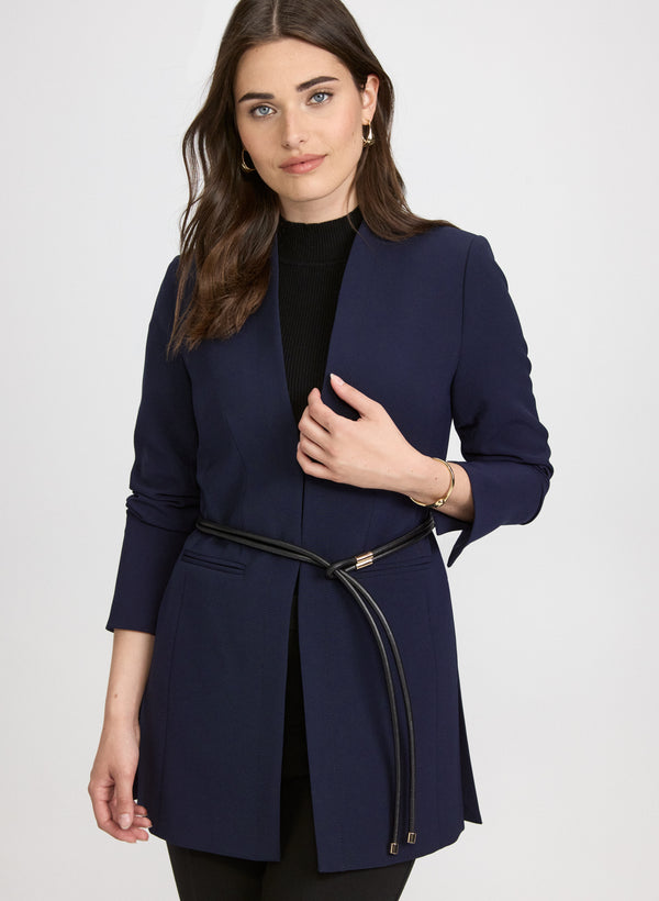 laura Belted Collarless Blazer