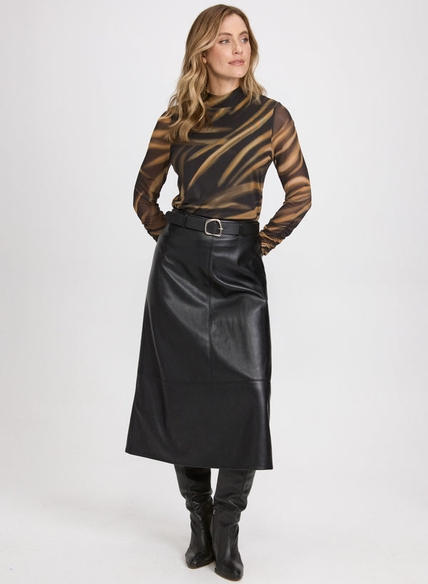 Laura Belted Vegan Leather Skirt