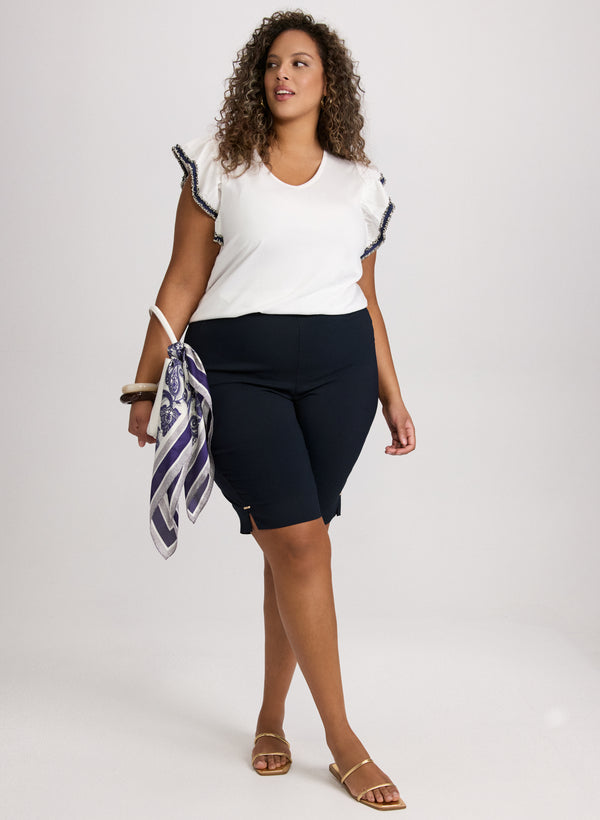 Laura Bengaline Pull-On Shorts