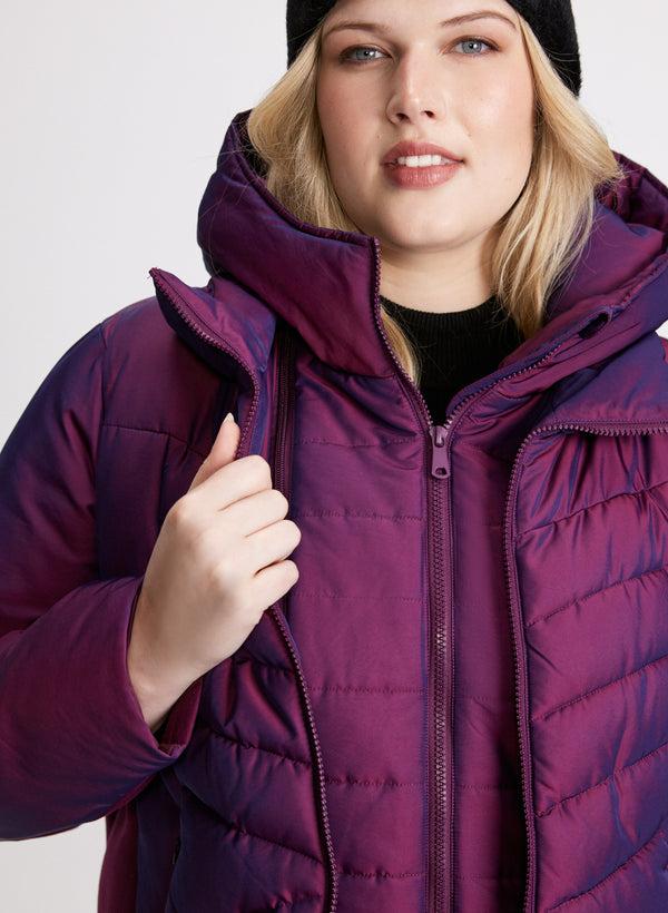 Laura Bernardo - Hooded Iridescent Puffer Coat