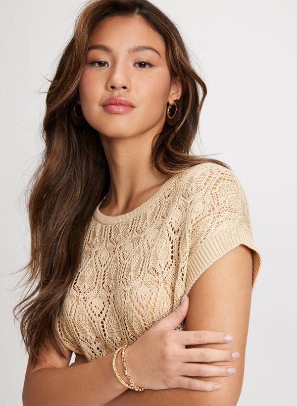 Laura Boat Neck Open-Stitch Sweater