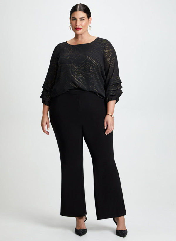 laura Bootcut Pants & Gold Print Top