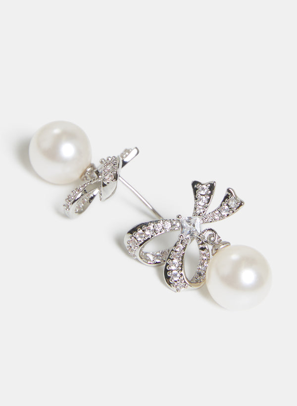 Laura Bow & Pearl Drop Earrings