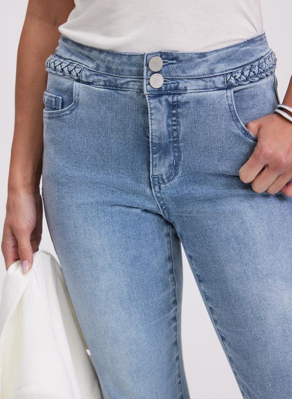 Laura Braided Trim Denim Capris