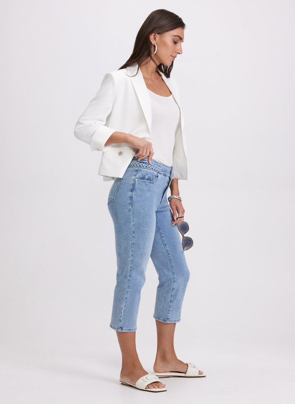 Laura Braided Trim Denim Capris