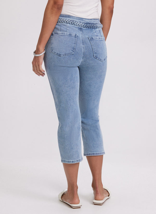 Laura Braided Trim Denim Capris