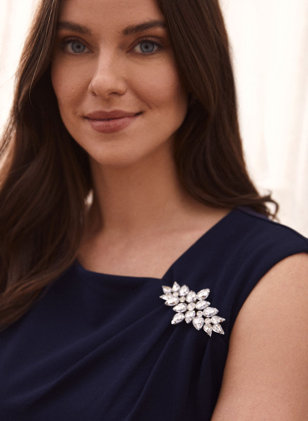 Laura Brooch Detail Sheath Dress