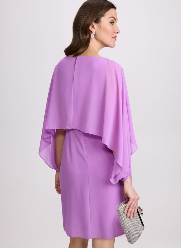 Laura Brooch Embellished Capelet Dress