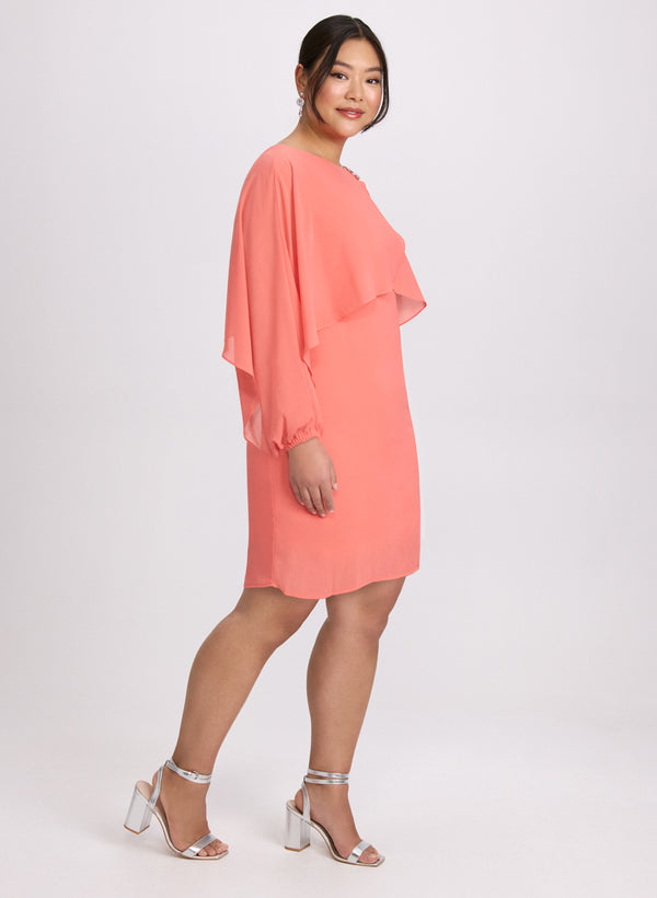 Laura Brooch Embellished Capelet Dress