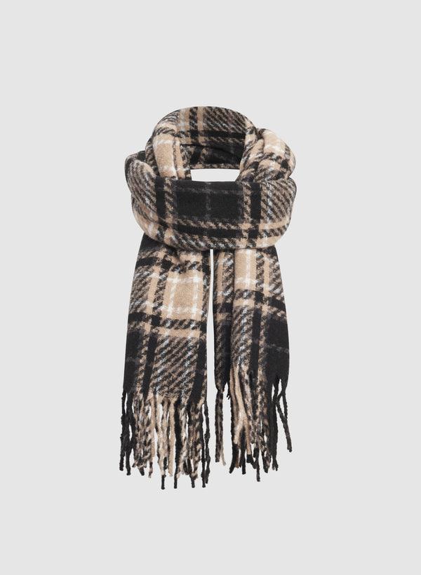 laura Brushed Knit Plaid Scarf