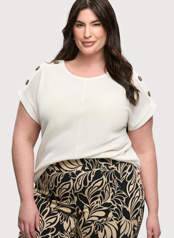 laura Button Detail Cap-Sleeve Top