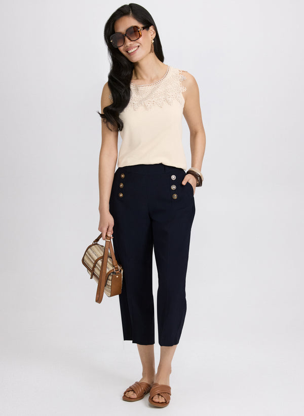 Laura Button Detail Capris