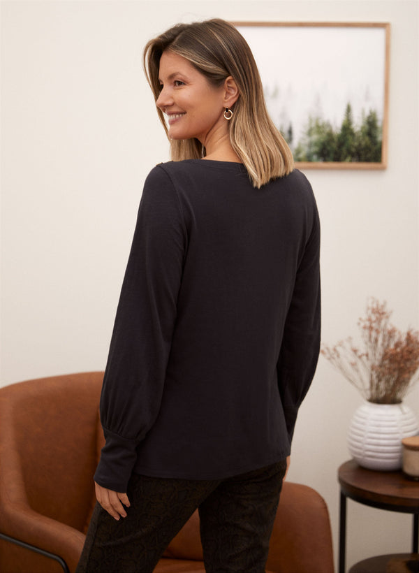 Laura Button Detail Cotton Modal Top