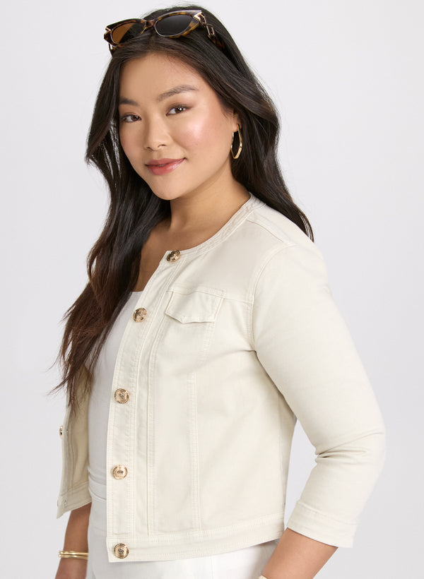 Laura Button Detail Denim Jacket