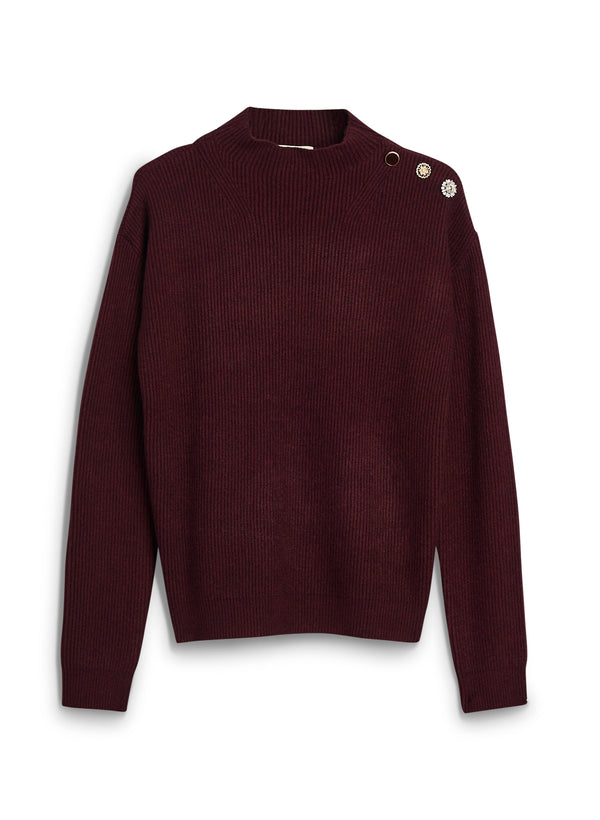 Laura Button Detail Mock Neck Sweater