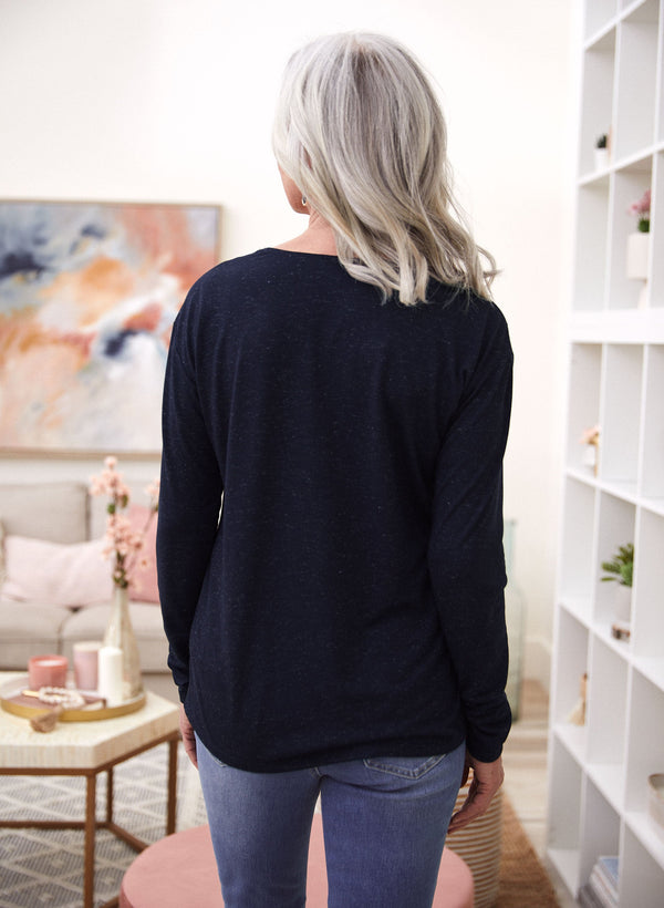 Laura Button Detail V-Neck Top