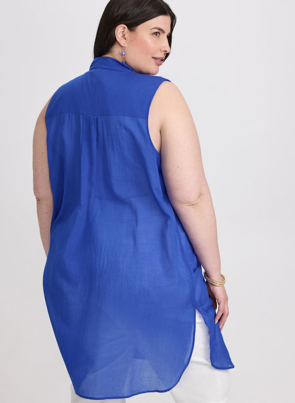 Laura Button-Down Cotton Voile Blouse