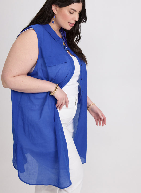 Laura Button-Down Cotton Voile Blouse