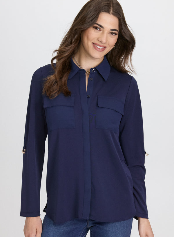 Laura Button-Down Jersey Top