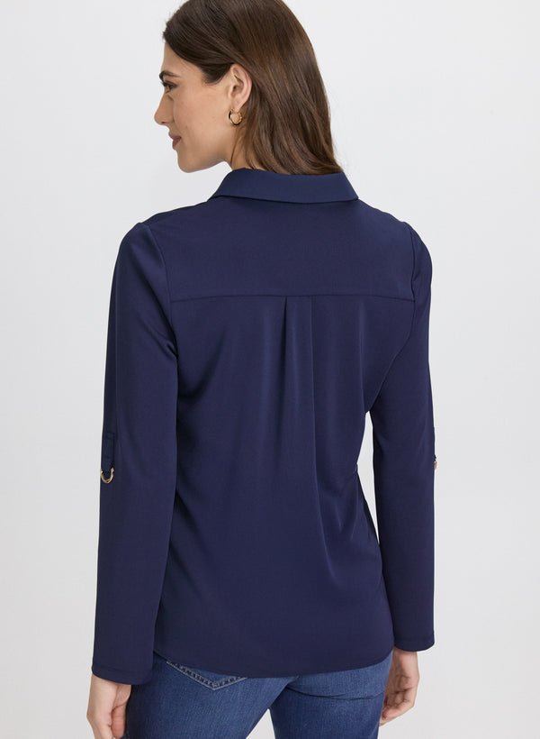 Laura Button-Down Jersey Top