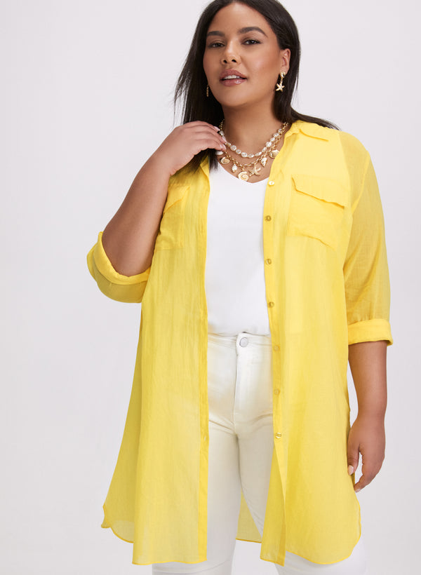 laura Button-Down Tunic Blouse