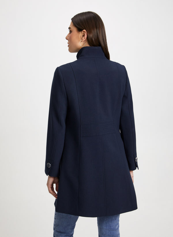 Laura Button Front Tricotine Trench Coat