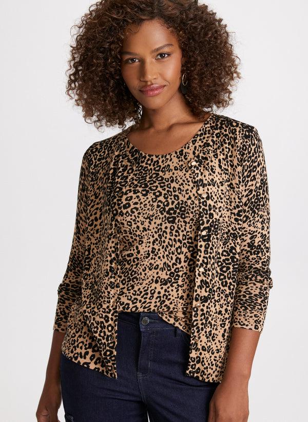 Laura Buttoned Leopard Print Cardigan