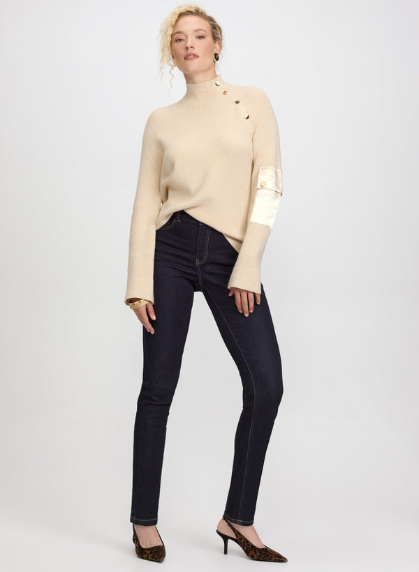 Laura Buttoned Mock Neck Sweater