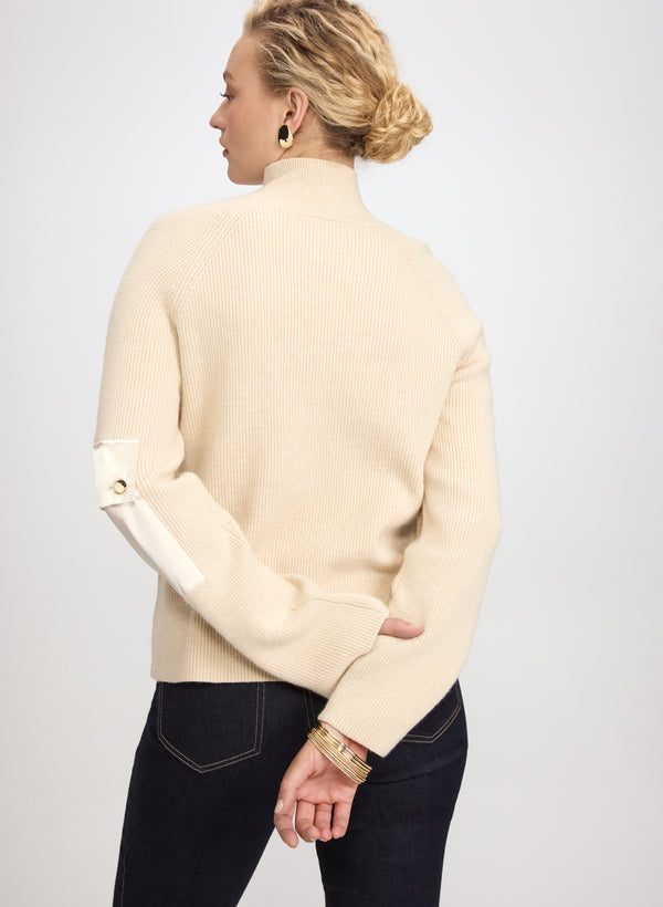 Laura Buttoned Mock Neck Sweater