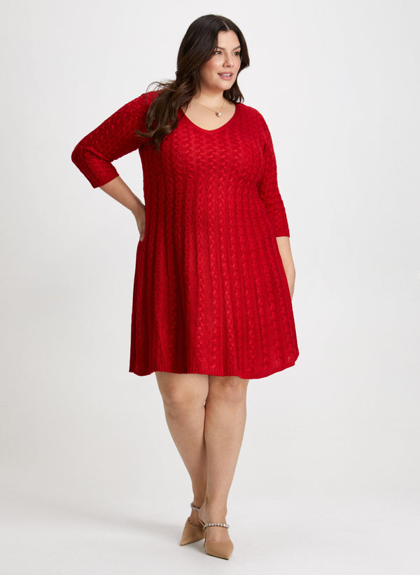 laura Cable Knit Dress & Stud Earrings