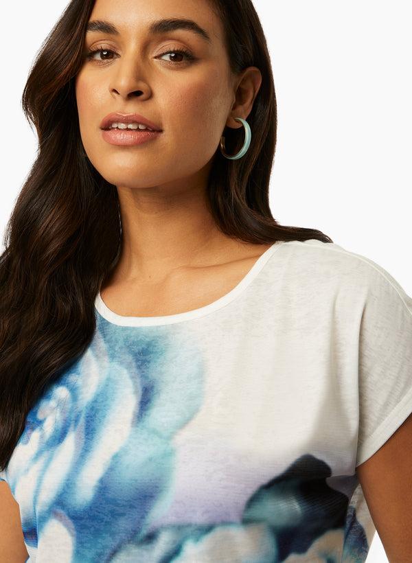 Laura Cap Sleeve Rose Motif Tee