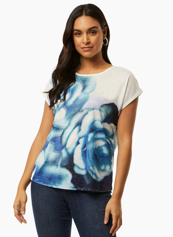 laura Cap Sleeve Rose Motif Tee