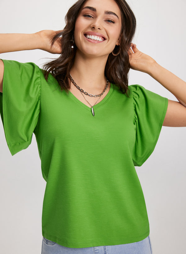 laura Cap Sleeve V-Neck Tee